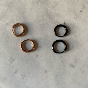 Two pair small hoop earrings